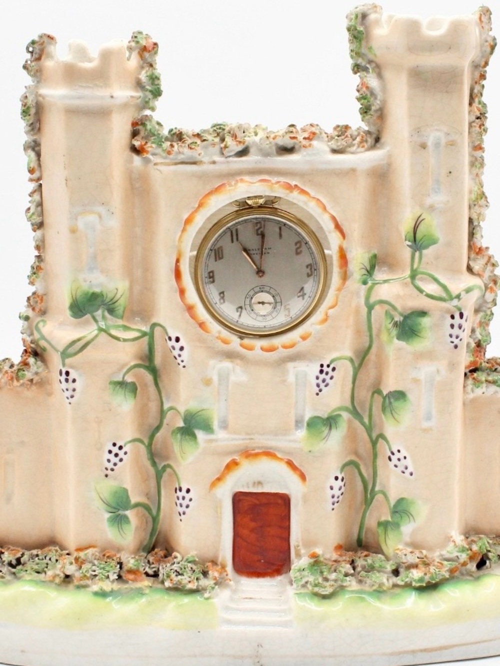 Antique Staffordshire Castle Pocket Watch Holder